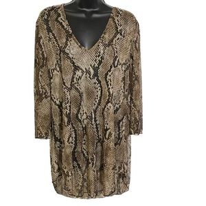 Jordan Taylor Swimsuit Coverup Sheer Flare Sleeve Snake Print Tunic Size Small